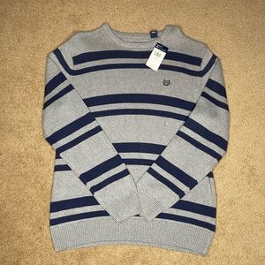 NWT Chaps Men Classic Fit Cotton Crewneck Sweater, Grey Heather Multi, Large